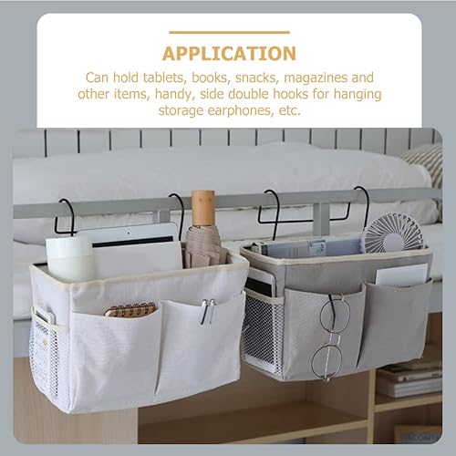 Miniatura 9 de LIFKOME Bolsa de almacenamiento colgante de lona para mesita de noche, cesta de almacenamiento de tela, organizador de ropa de bebé, apilador de