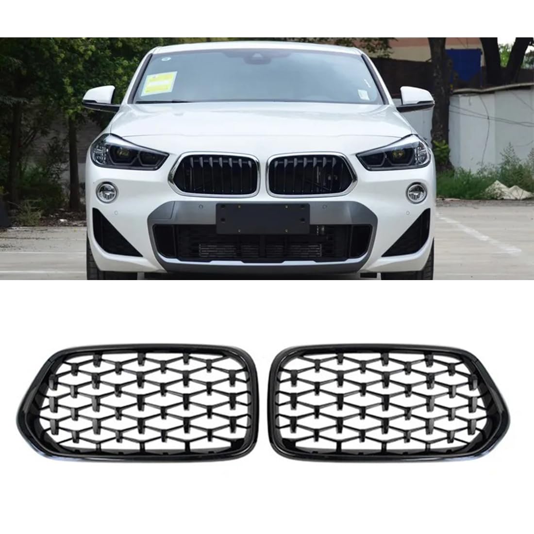 Amazon | フロントグリルカ for BMW X2 F39 2018-2022 用、1