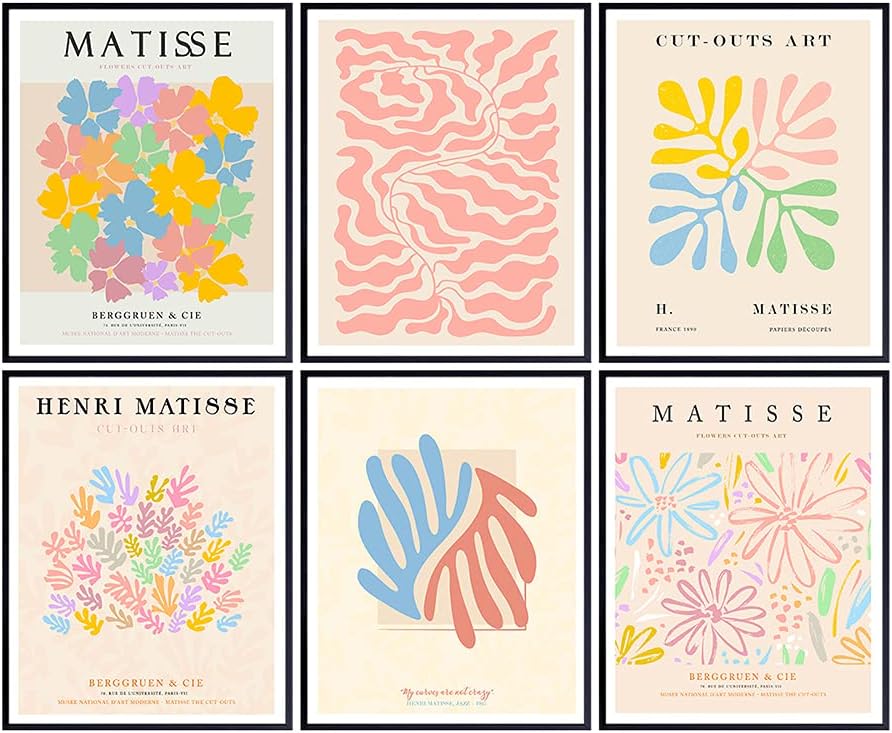 Matisse Wall Art & Decor Poster Set - 8x10 Abstract Minimalist Wall Art Prints - Mid Century Modern Gifts - Aesthetic Pictures - Contemporary Artwork - Gallery Print - Museum Poster - Henri Matisse