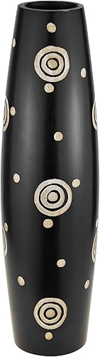 Florero de madera de mango con diseño de punteado, color negro, 14.0in disponible en Yaxa Colombia