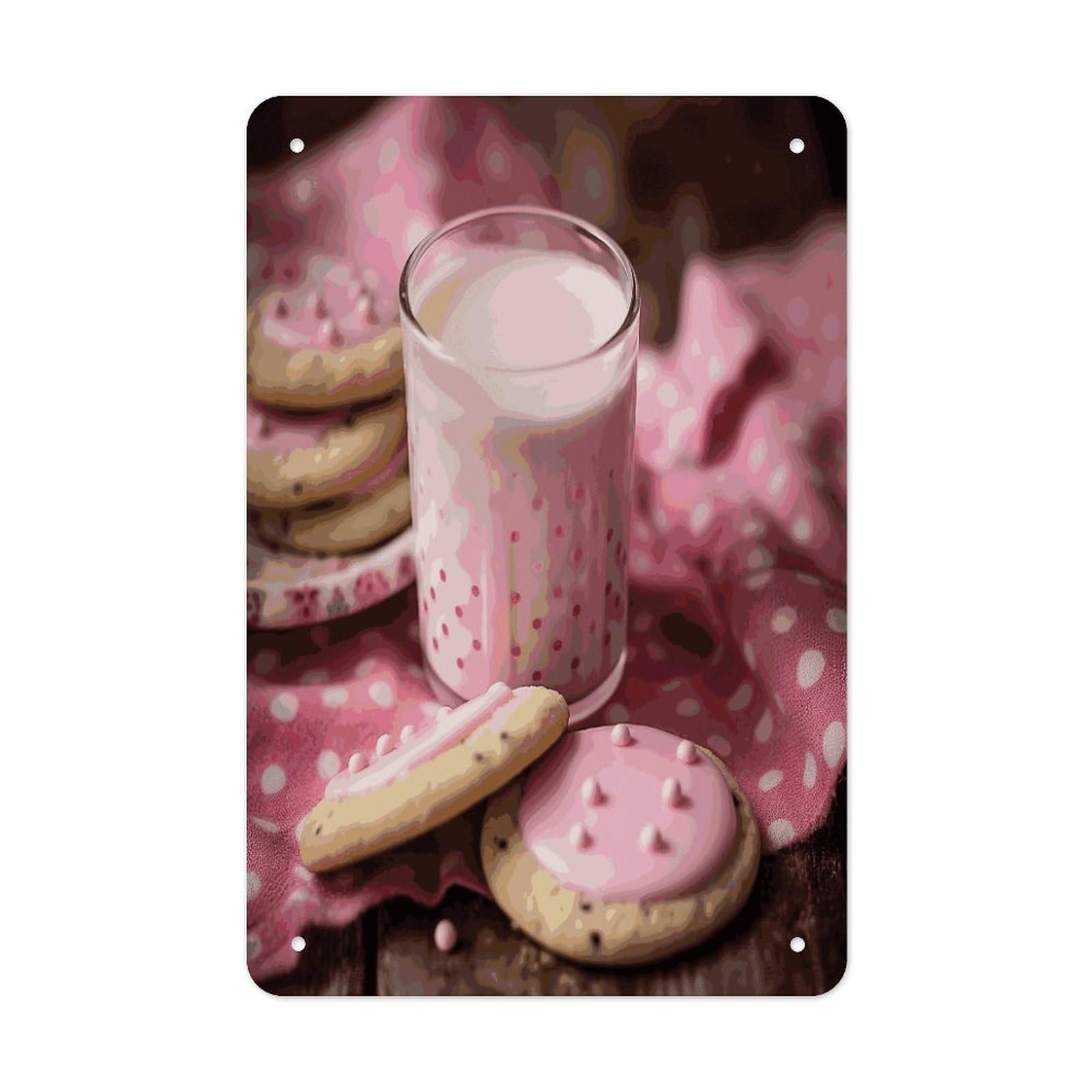 Btcowzrv Style Hot Milk And Biscuits Metal Tin Sign Wall Decor Hanging Plaque
