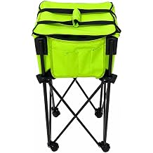 Portable Tennis Ball Cart, 160 Ball Capacity Tennis Basket with Lid, Foldable Carbon Steel, Swivel Wheels for, Fluorescent Green