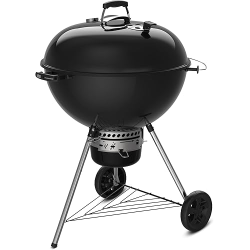 Weber Master-Touch Charcoal Grill, 26-Inch, Black – Premium Outdoor BBQ Grill with Tuck-Away Lid Holder & One‑Touch™ Cleaning System, Porcelain‑Enameled Kettle