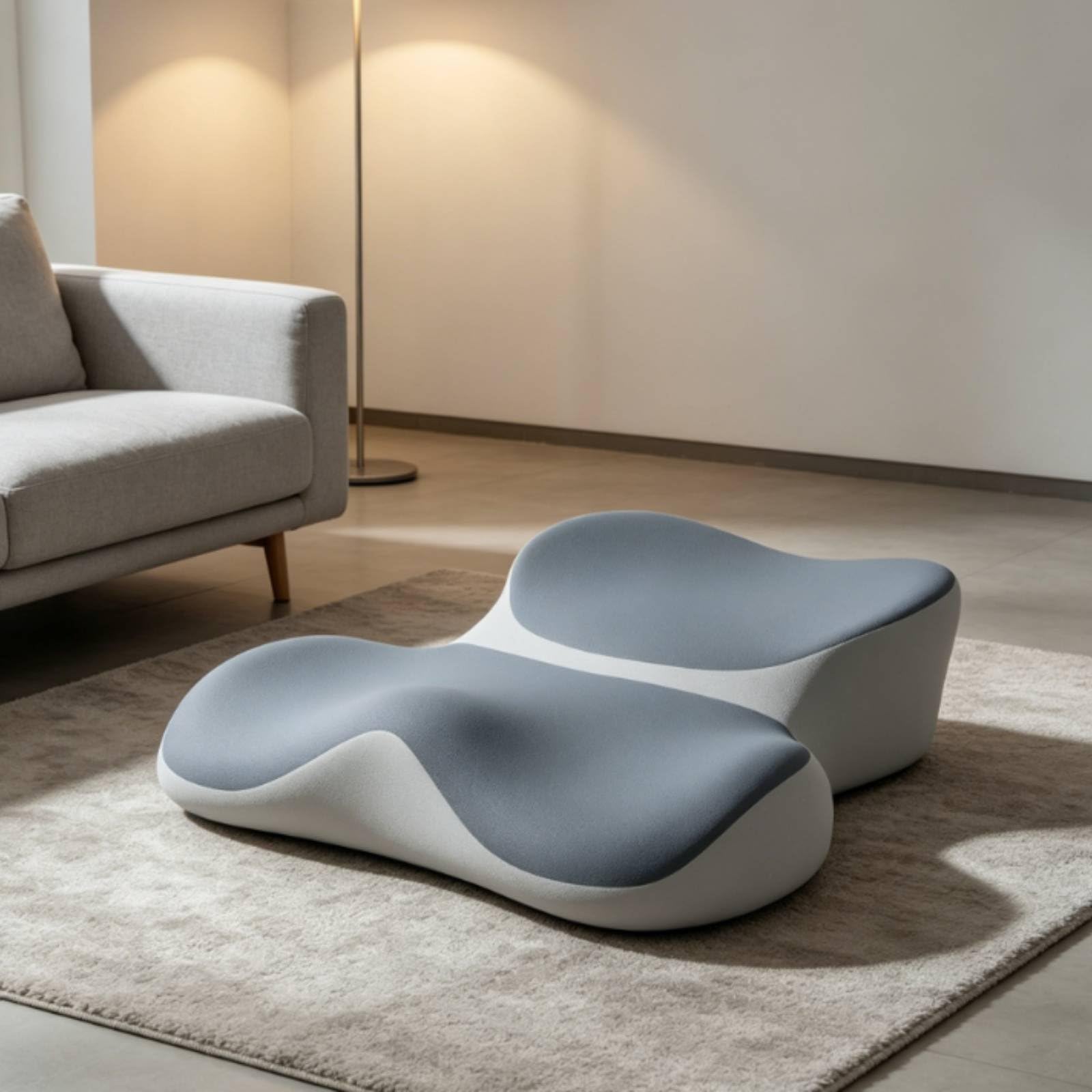 Milageto Cojín de Meditación Cojín Asiento, Gris Doble Punteado, con Embalaje De Caja De Cartón