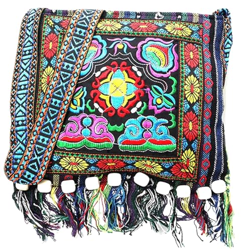Boho Shoulder Bag, Ethnic Embroidered Shoulder Bag for Women with Tassel, 11x10 Inch Large Capacity Crossbody, Trendy Easy Matching Cute Carriers4
