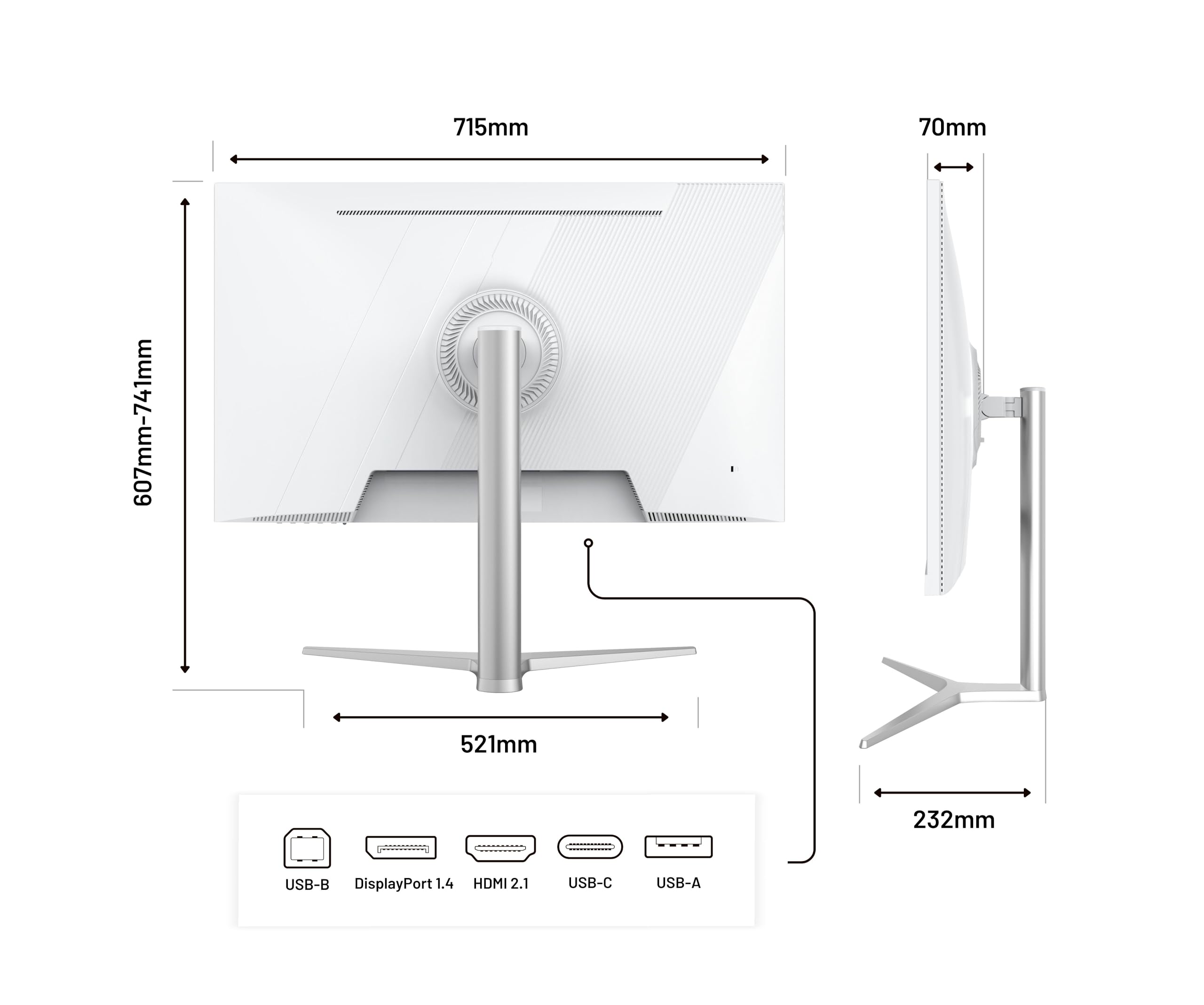 JAPANNEXT Ecran PC 32" IPS 6K (6016x3384) Blanc | HDR | Recharge Via USB-C(90W) Hauteur & Inclinaison réglable (HSP) Haut-parleurs intégrés | sRGB 100% G-Sync/FreeSync | JN-IPS326K-HSPC9 - 4