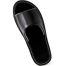 Leather Slide Sandals for Men Women - Top-Grain Cowhide Non-Slip Slippers Black/Gray/Blue