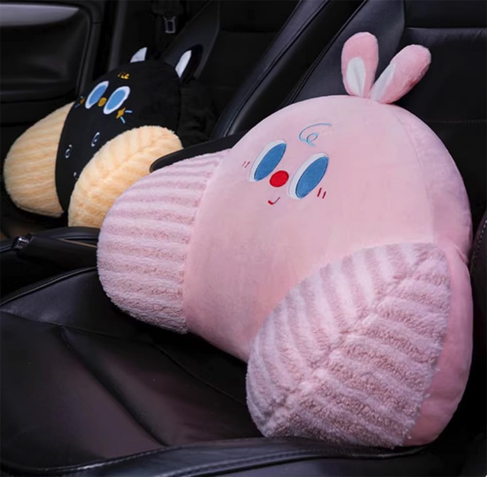 Tingting's Dream Cartoon Office Chair Lumbar Pillows Bed Sofa Reading Rest Pillow Cute Plush Lumbar Back Cushions Soft Waist Pillow (Pink, 40×50CM/15.7"×19.7")