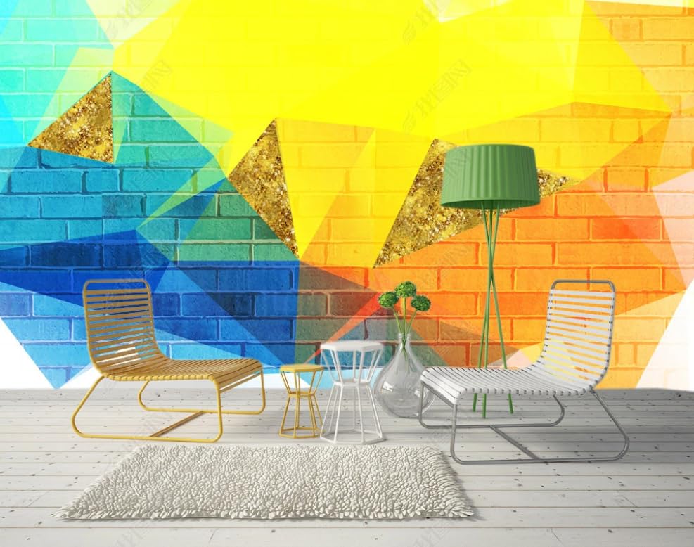 Papier peint intissé géométrie d'or poster géant mural déco salon contemporain