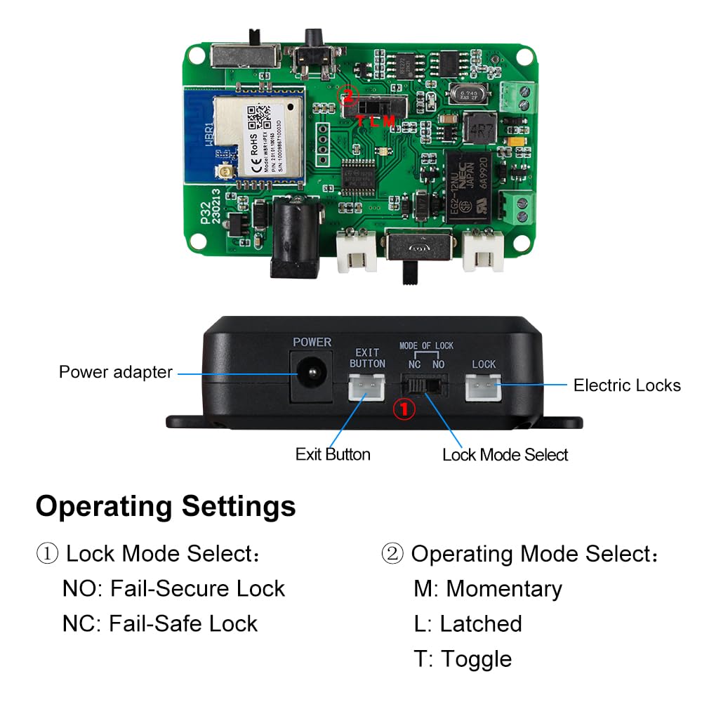Tuya Smart WiFi Door Access Control System Kit con RFID, telecomando 433 MHz, alimentatore 12 V (spina UK) - Scegli il tipo di serratura per la sicurezza domestica e l'ufficio (R01)