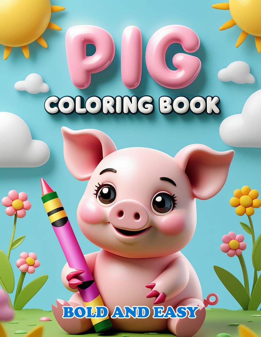 Cute Pig Coloring Book for Kids and Adults