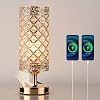 Modern Crystal Table Lamp with Dual USB Charging Port, Gold Bedroom Nightstand Table Lamps with Switch, E27 Bedside Lamp with Crystal Lamp Shade, for Living Room, Guest Room, Dresser Table [Energy Class A]