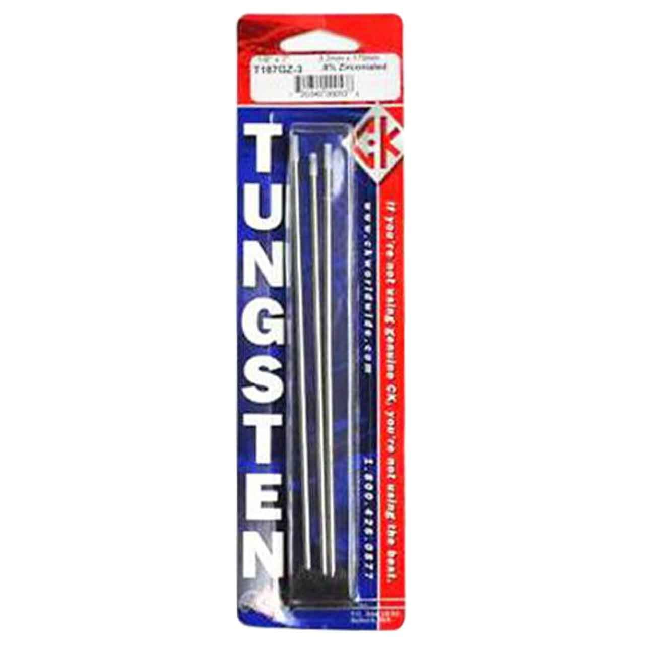 CK T187GZ-3 0.8% Zirconiated Tungsten Electrode 1/8" X 7", 3 Pack
