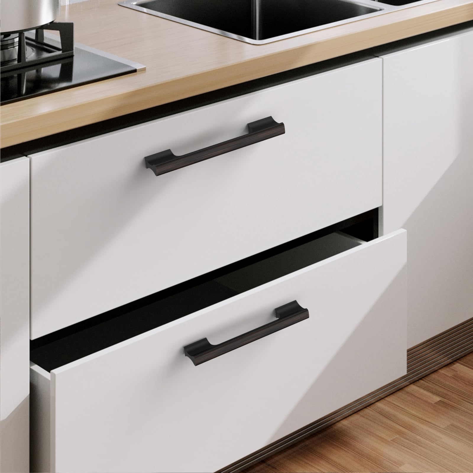 9BUILD Paquete de 10 tiradores de bronce aceitado de 3.75 pulgadas, manijas de gabinete de cocina, manijas de cocina para armarios, tiradores de cocina de bronce