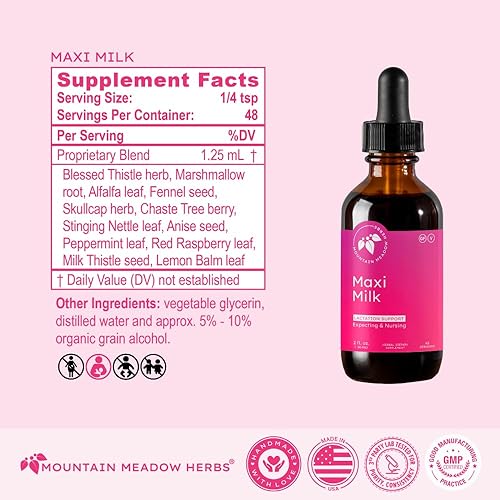 Miniatura 4 de Mountain Meadow Herbs Maxi-Milk - Soporte líquido natural para la lactancia para aumentar la producción de leche materna de forma rápida y efectiva