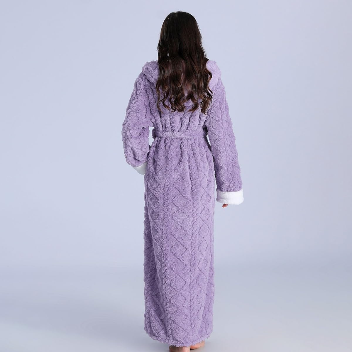 Damski Pluszowy Polarowy Szlafrok Z Kapturem Miękki Długi Szlafrok Spa Męskie Wygodne Szlafroki Ciepły Płaszcz Domowy Bielizna Nocna Koszula Nocna(/Gray,XL women)