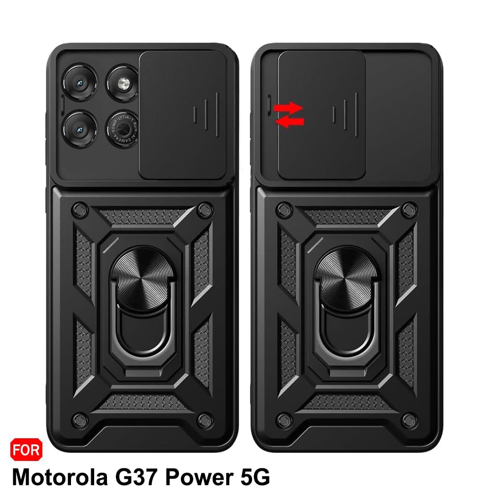 TheGiftKart Tough Armor Bumper Back Cover Case for Motorola Moto G37 Power 5G | Kickstand & Ring Holder | 360 Degree Protection Cover Case for Moto G37 Power 5G (PC & TPU, Sliding Camera Cover, Black) — Amazon image 4