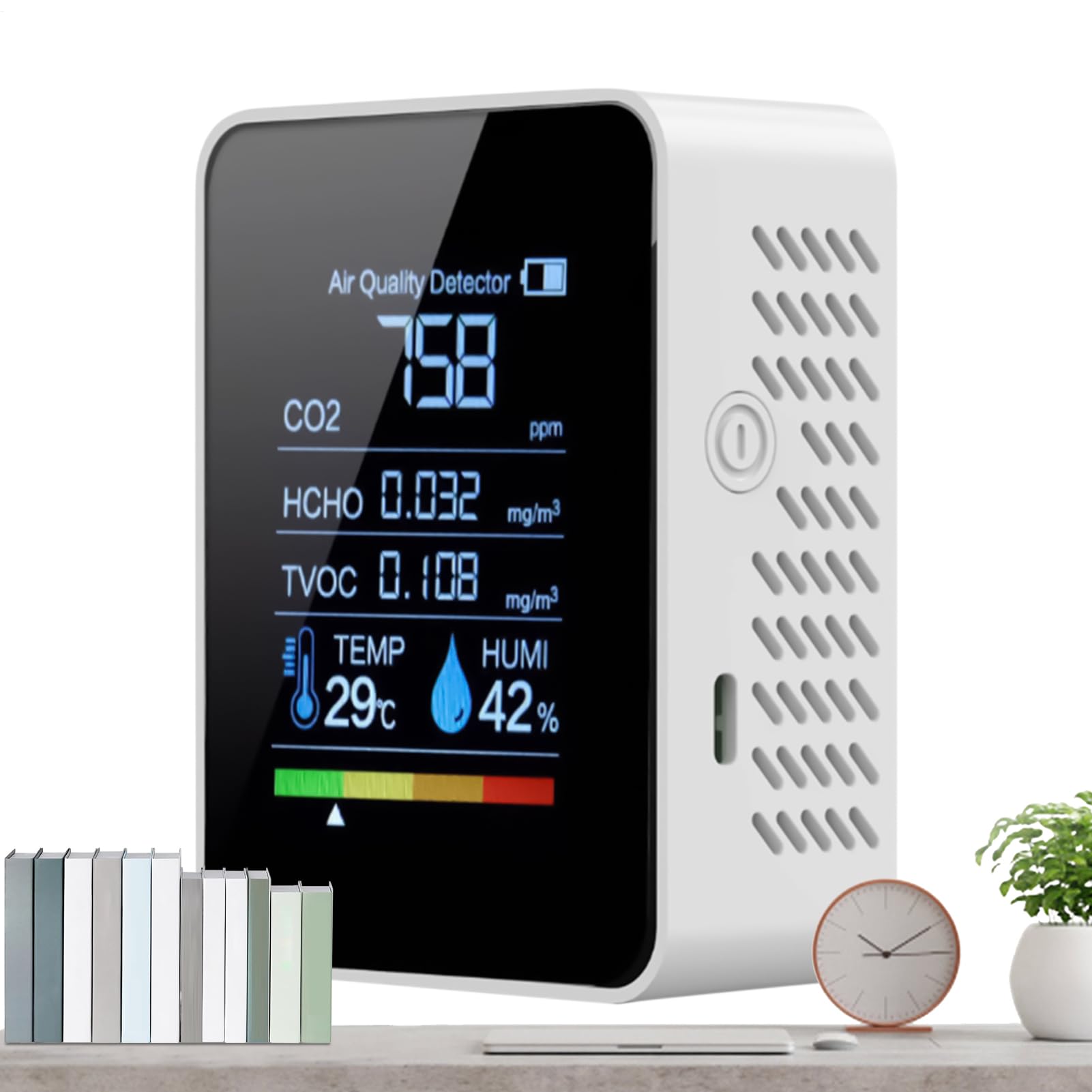 Luftqualitätsmesser - 9x4x7cm Digitaler Luftsensor, Kompakterkennungsvorrichtung | WiFi-Aktiva-Analysator, Eingebauter Datenlogger, Präziser Innenverschmutzung Monitor, Perfekt Zum Wachstum Von Kohlen