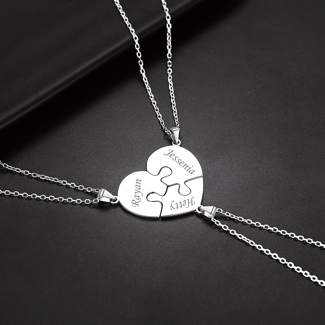 U7 2 3 4 5 6 PCS Collana Pendente Cindolo Puzzle Cuore Catena Regolabile 40 45 50 cm Acciaio Inossidabile/Placcato Oro 18K Gioiello per BBF Coppia Amici Famiglia Argento Nero Oro - Personalizzabile