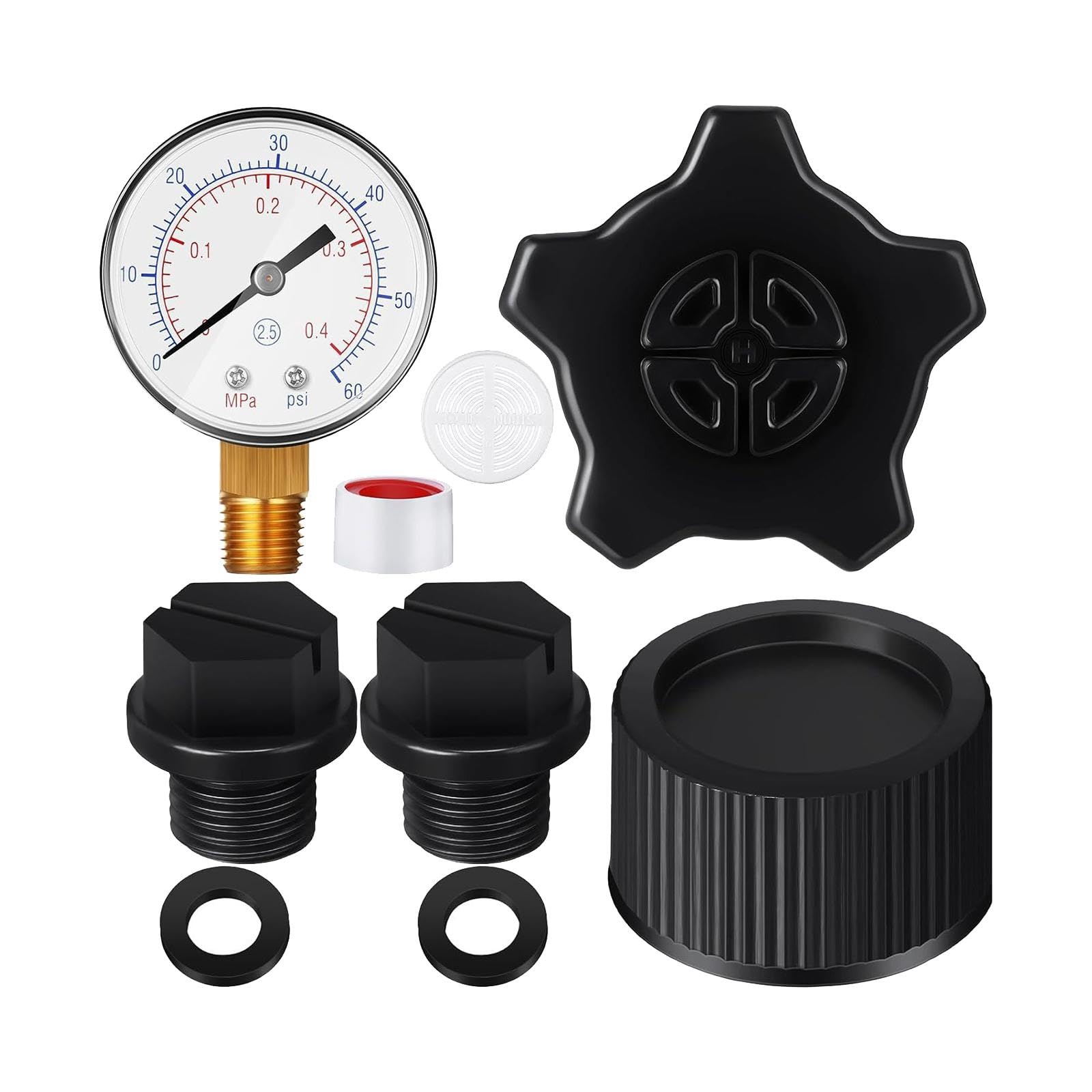 Manomètre de Pression de Piscine, Bouchon de Vidange de Piscine Haute Performance Professional