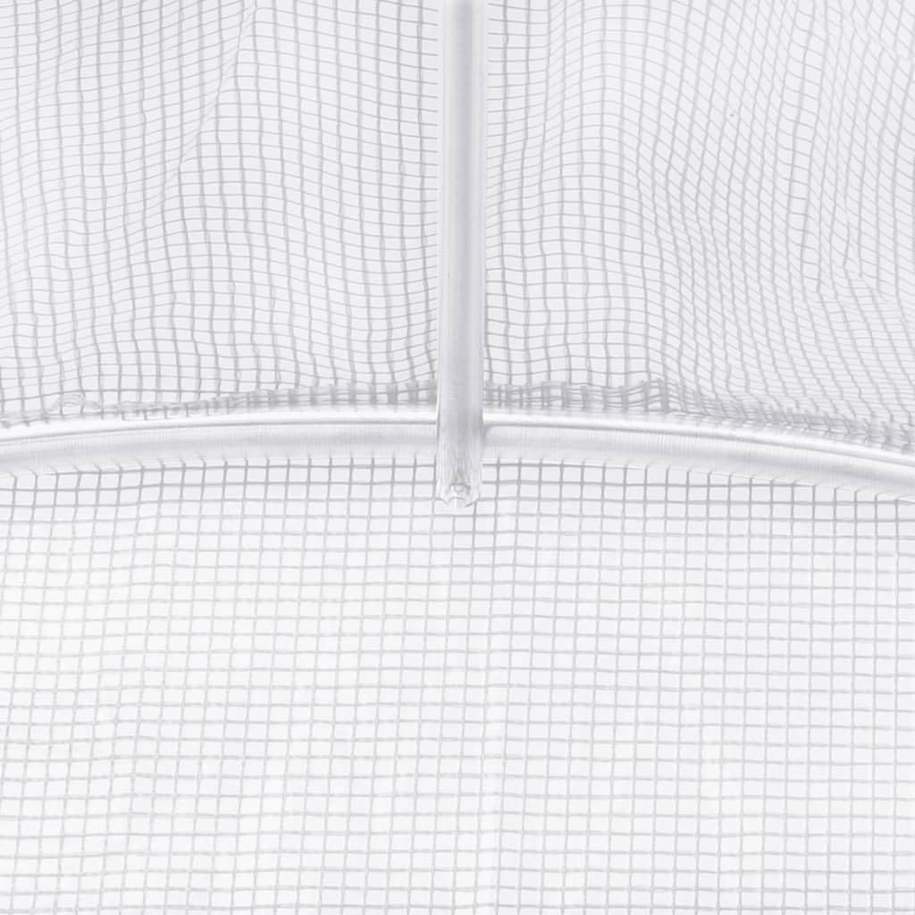 vidaXL Invernadero con Estructura de Acero, Invernáculo con Ventanas Puerta, Túnel de Cultivo, Vivero para Plantas, Blanco 12 m² 6x2x2 m