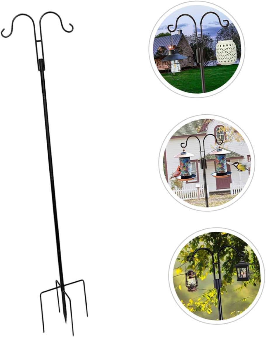 BESPORTBLE Ground Shepherd Hook Hanging Solar Lights Garden Plant Hanger Vintage Design Height for Outdoor Decor and Lanterns