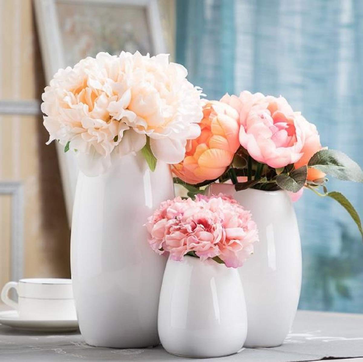 Amazon.co.jp: Flower Vase Ceramic Vase White Flower Base Ceramic