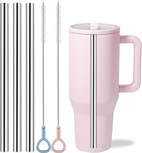 Miniatura 10 de WK IEASON Pajitas reutilizables de acero inoxidable para HydroJug Traveler de 40 onzas, 3 popotes de metal para popote de repuesto de 40 onzas con 2