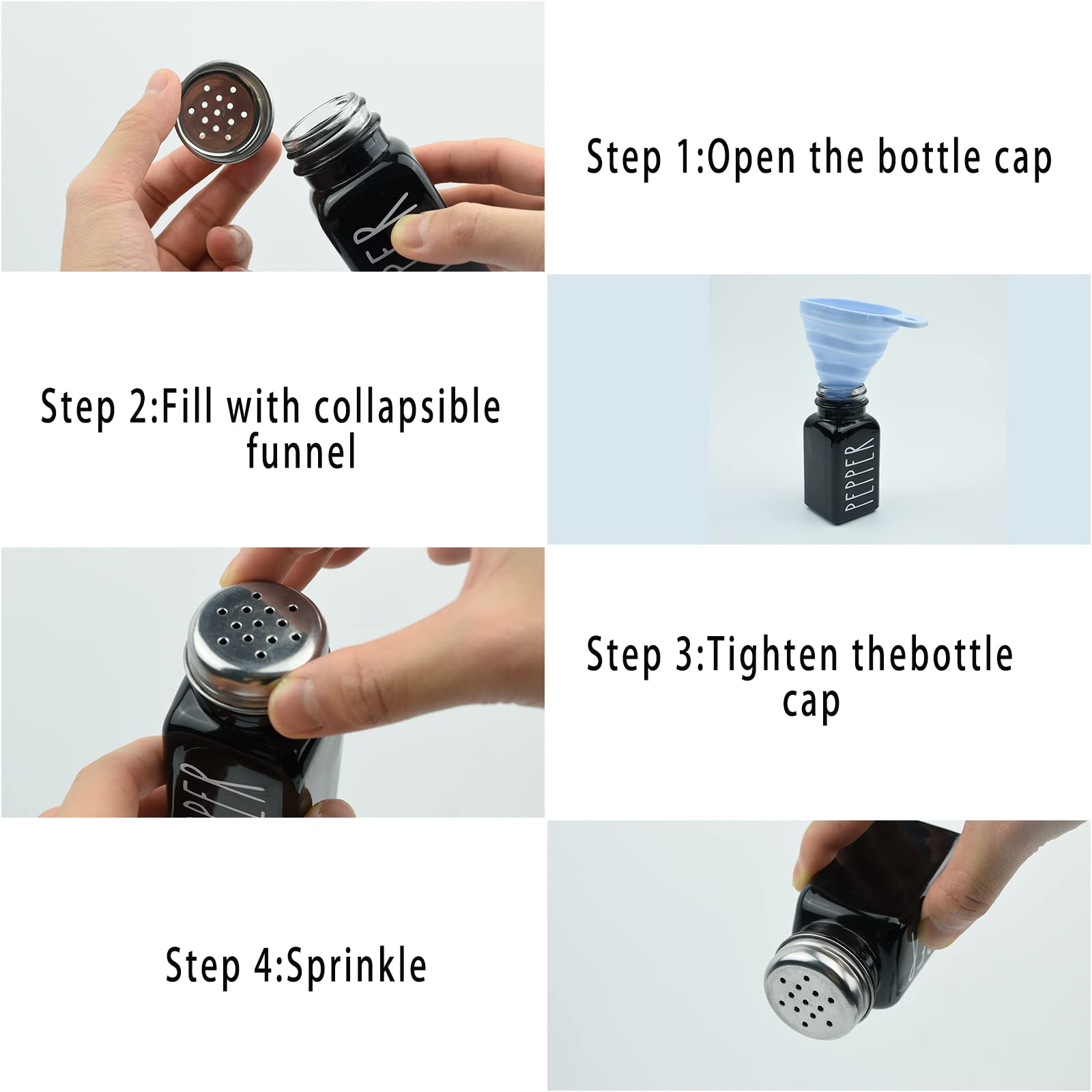 COM-FOUR® Ensemble de shaker à épices 8 pièces - salière et poivrière en acier inoxydable avec COM-FOUR® Ensemble de shaker à épices 8 pièces - salière et poivrière en acier inoxydable avec