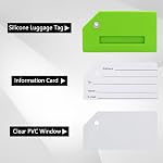 Luggage Tags, 6 Pack Silicone Suitcase Tags, Baggage Tags with Name ID Card and Stainless Steel Loops, Bright Color Luggage Tags for Suitcases Travel Bag, Green