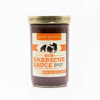 Cherry Republic Spicy Cherry BBQ Sauce - Spicy & Tangy Barbecue Sauce - Authentic Cherry Flavored BBQ Sauce - Barbecue Spread for Chicken, Ribs, Smoked Meats, Burgers, Veggies & More - 17 Ounces