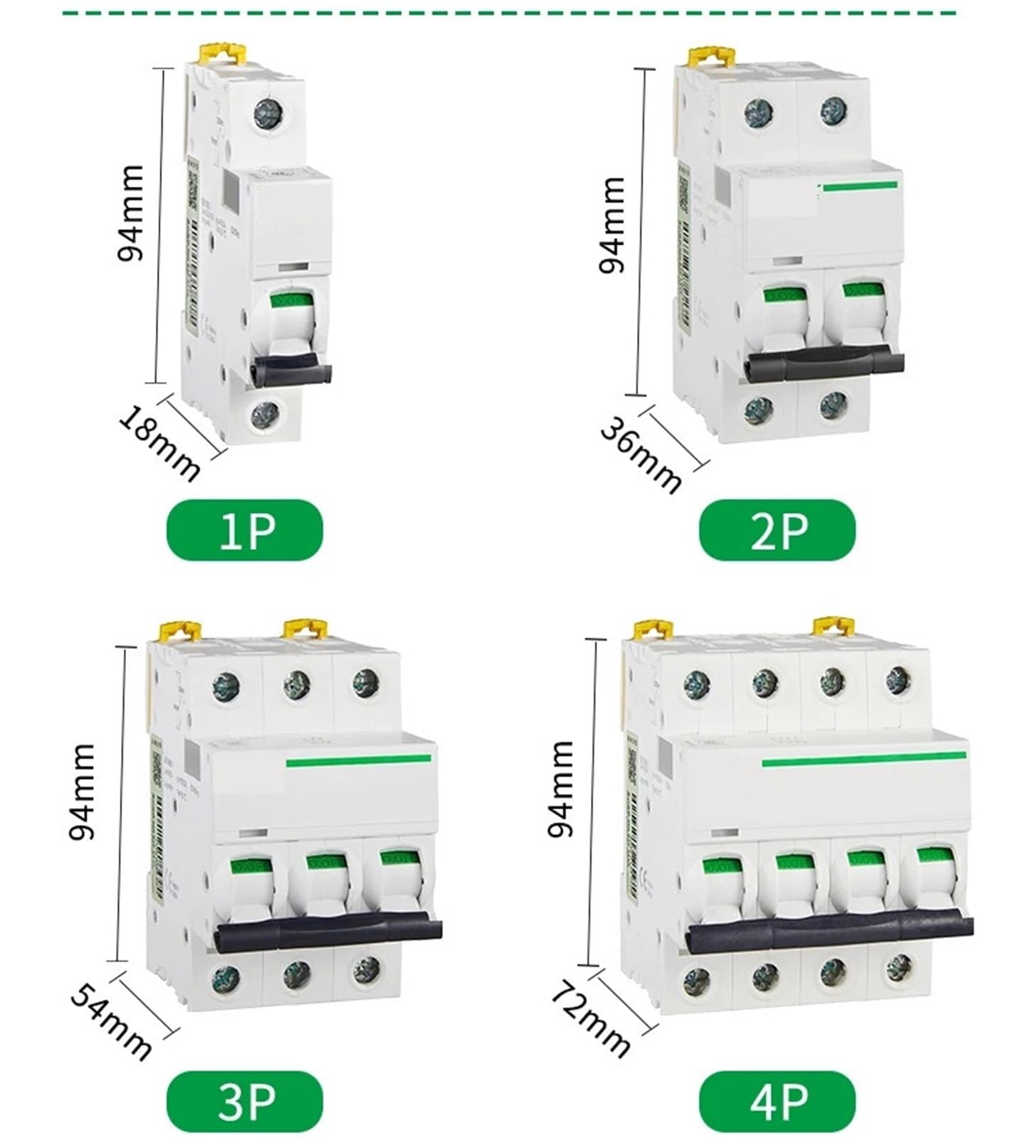 Wyłącznik automatyczny IC65N 1A 2A 4A 6A 10A 16A 20A 25A 32A 40A 50A 63A 1 szt. (3P, 2A)