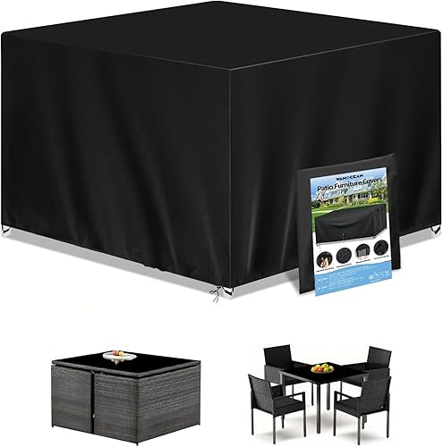 Wanocean Fundas impermeables para muebles de patio, 55 x 55 pulgadas, funda para muebles de exterior con bolsa de almacenamiento, funda de mesa y