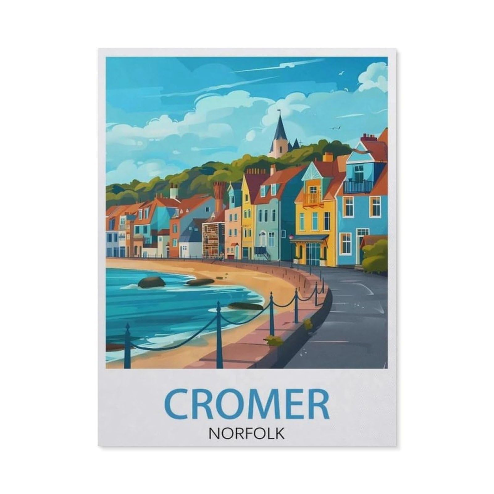 Jigsaw Puzzle 1000 Pieces for Adults，Cromer Norfolk vintage travel poster, coast，Wood Puzzle - Unique Suitable for Teenagers and Adults（75x50cm）-AX79