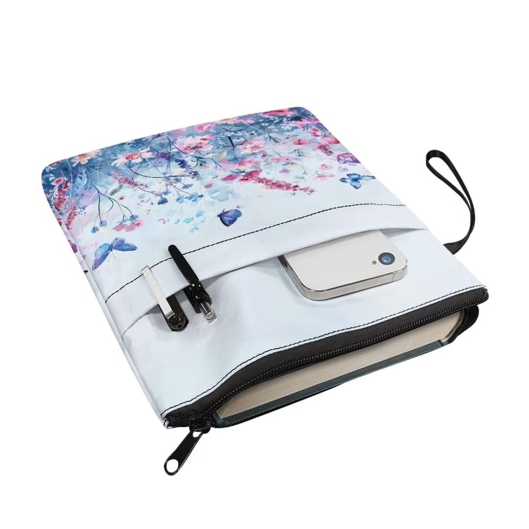 Wanyint Book Sleeve for Girls Book Protector with Zipper and Front Pocket Book Cover for Cat Lovers Book Lovers 11.4 x 8.7 Inch - Image 2