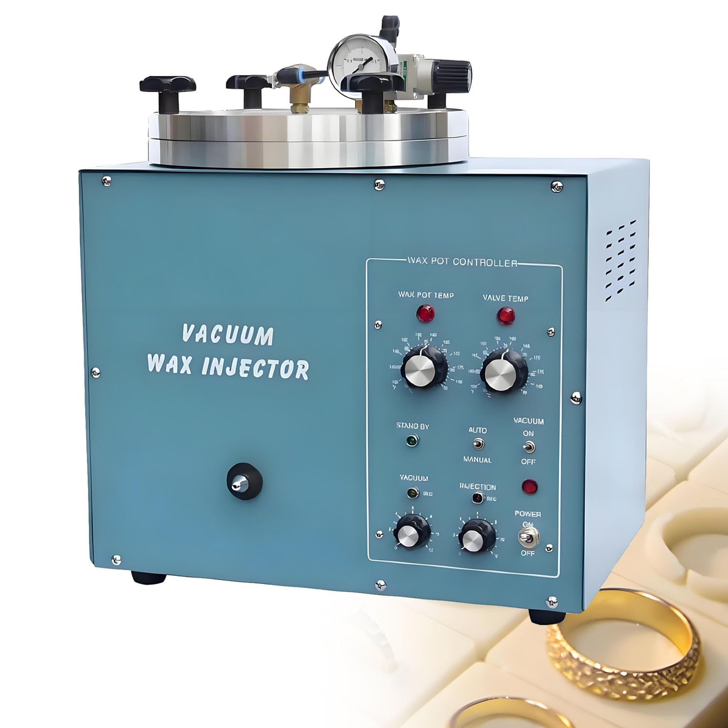 AiODiO Vacuum Wax Injector ，Casting Wax Injection Wax Machine，3kg Large Capacity Auto Mold Forming Wax Injection, 55-85℃ Adjustable for Silver Gold Beading