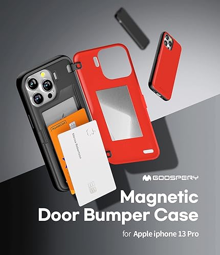 Miniatura 10 de GOOSPERY Parachoques magnético para puerta compatible con iPhone 13 Pro, funda con tarjetero, cierre automático de fácil imán, doble capa, Lila