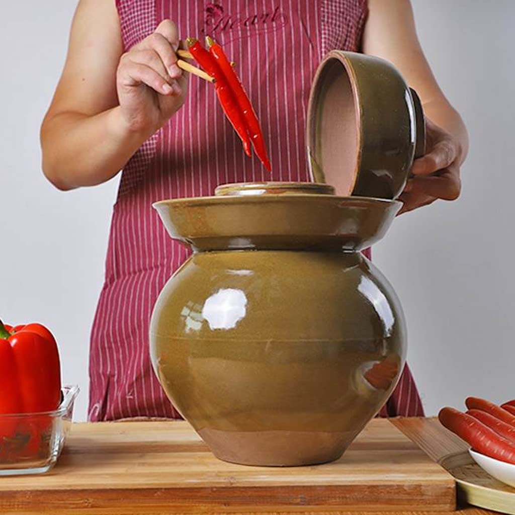 ZHOUXIAO Frasco De Fermentación De Cerámica De Cerámica Tradicional Jarra De Encurtido con Tapa De Esclusa De Sello De Agua, Gran Espesor De Cerámica Jarra De Pepinillo 9KG