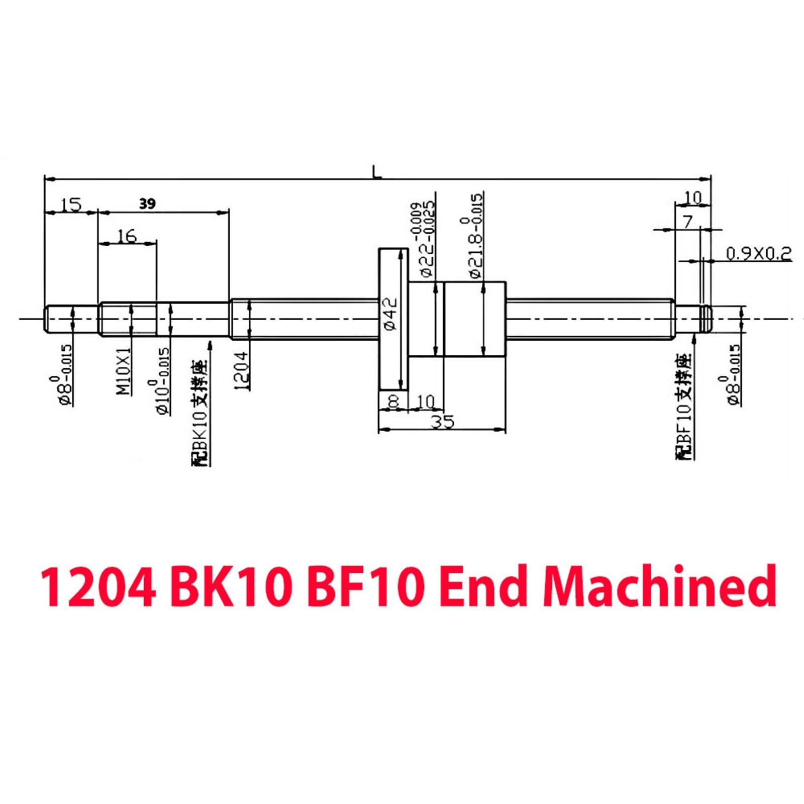 Śruba kulowa, SFU1204 Śruba kulowa 22 mm Nakrętka 12 Dia 4 Ołów C7 Walcowany BK10 BF10 Oś Z 200-1000(700mm)