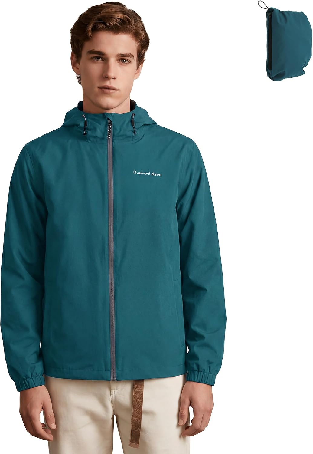 Men's Rain Jackets with Hood Waterproof Lightweight Packable Windproof Raincoat