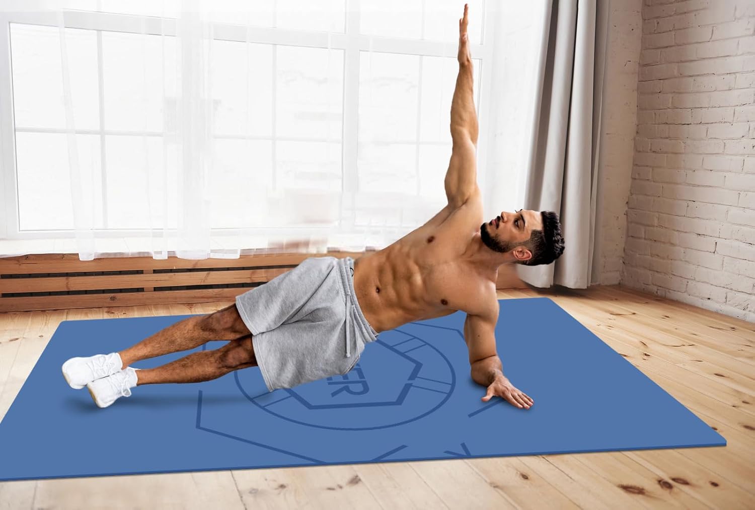 nuveti Large Exercise Mat (6'x 3'), Extra Wide Workout Mat for Men and Women, Yoga Mat Thick 1/2 1/4 Exercise Mats Non-Slip, Non-Toxic, Large Fitness Mat Perfect for Barefoot Exercise (Yoga, Pilates, Stretching, Meditation)