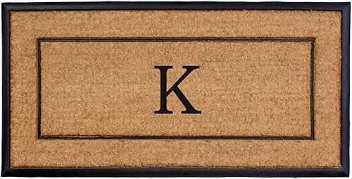 Calloway Mills 101632448K 24 x 48 in. The General Monogram Rectangular Doormat Natural & Black - Letter K