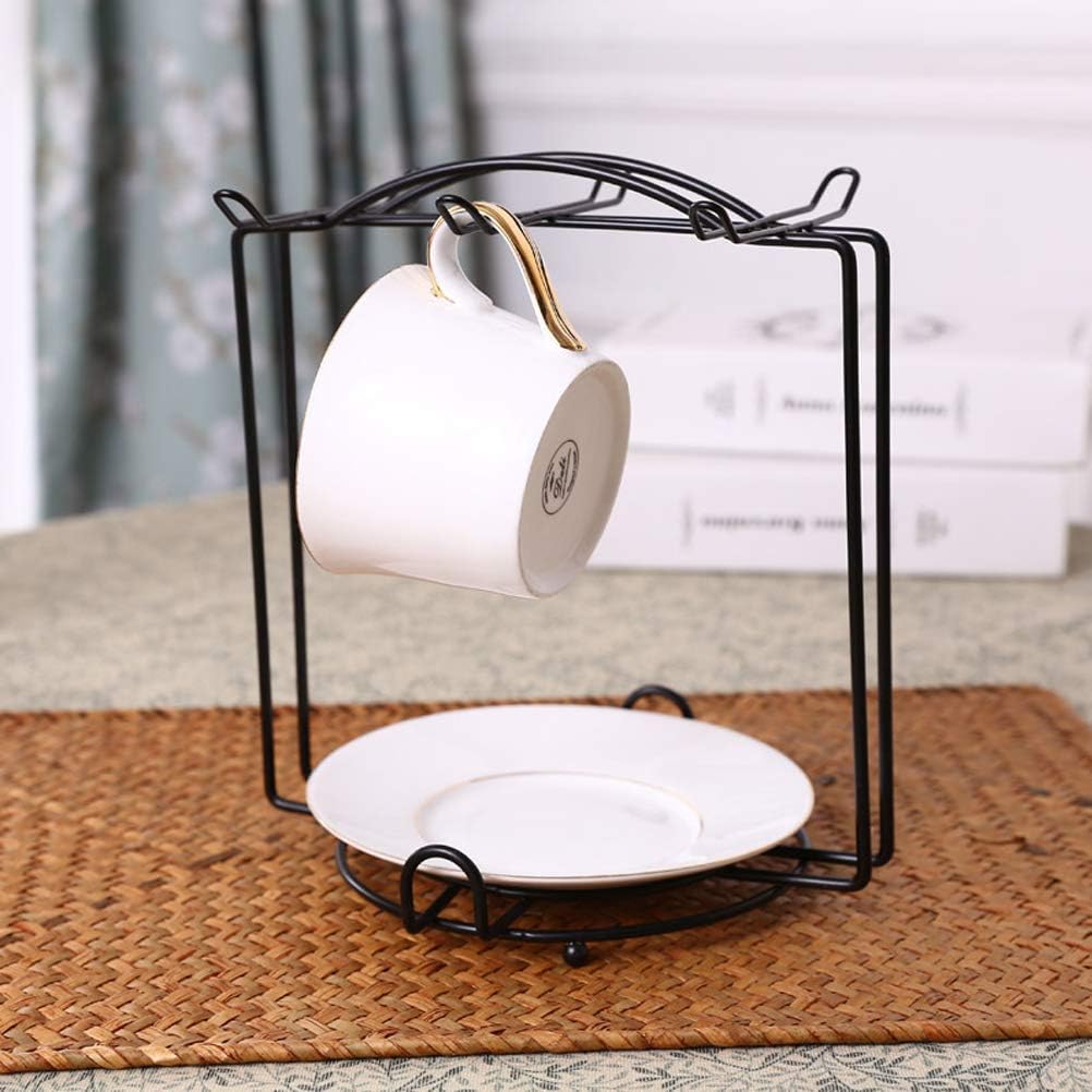 Tea Cups Display Stand Coffee Cups Rack Mug Holder Stand Cups and Dishes Organizer, Storage Drying Rack 6 Teacups