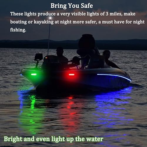 Miniatura 3 de Boaton Luces de navegación de barco, luces de arco súper brillantes para pesca nocturna, sin perforación, para pontón, kayak, canoa, bajo, Jon Jetski