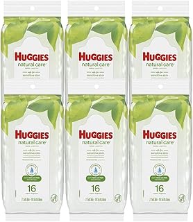 HUGGIES Natural Care Fragrance Free Baby Wipes 16 Count (6 Pack)