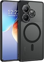 VENINGO Magnetic Cover for Realme GT 6/Realme GT 6T 5G Case Compatible with MagSafe Cover Realme GT 6/GT 6T 6.78 Inches Translucent Matte Slim Shockproof Protective Case Black