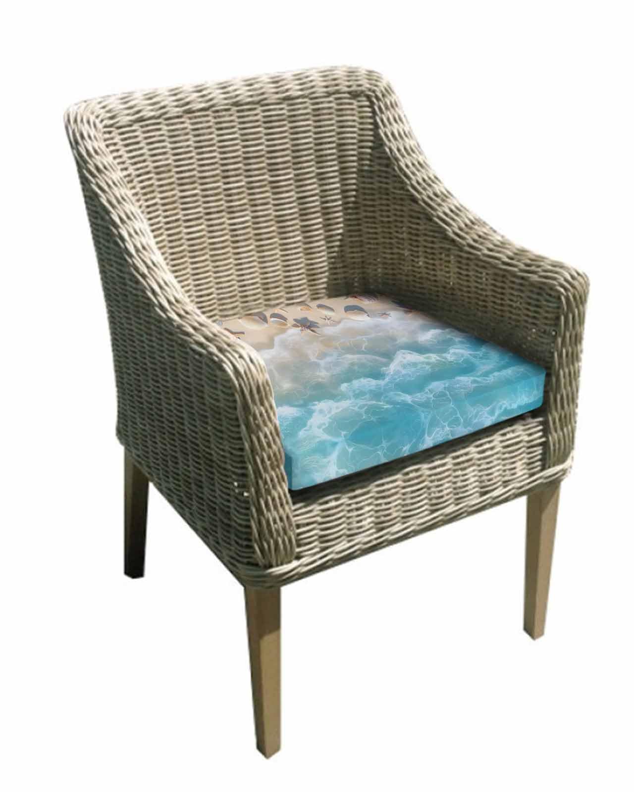 2 Pack Coastal Summer Beach Waterproof Cushion Covers with Ties, Outdoor Patio Chaise Lounge Chair Seat Cushion Slip Covers Replacement(Only Cover) Starfish Shell Seaside 22