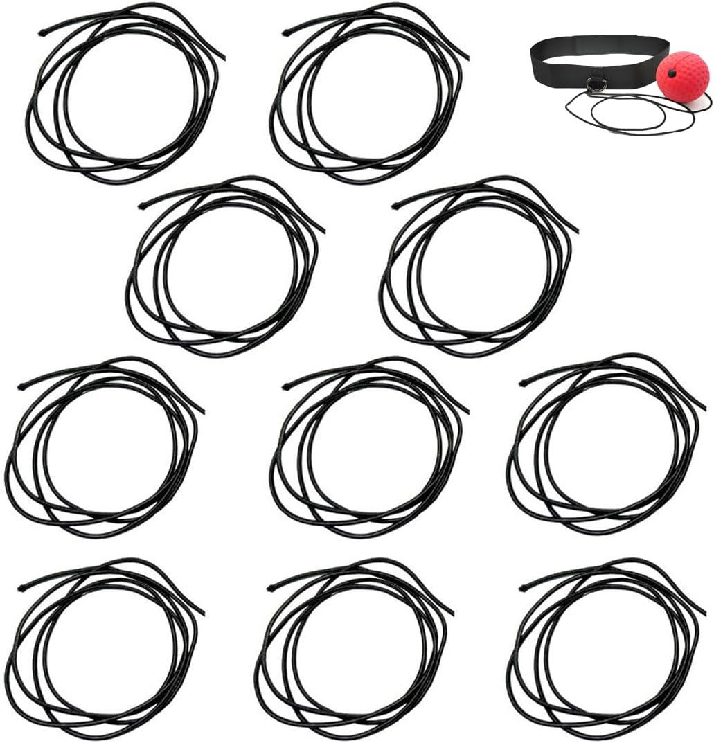 10 Pack Boxing Reflex Ball Elastic Cord Replacement Stretchy String Stretch Shock Cord for Boxing Reflex Ball Headband Boxing Training Ball Headbands Reaction Punching Speed Ball Head Band