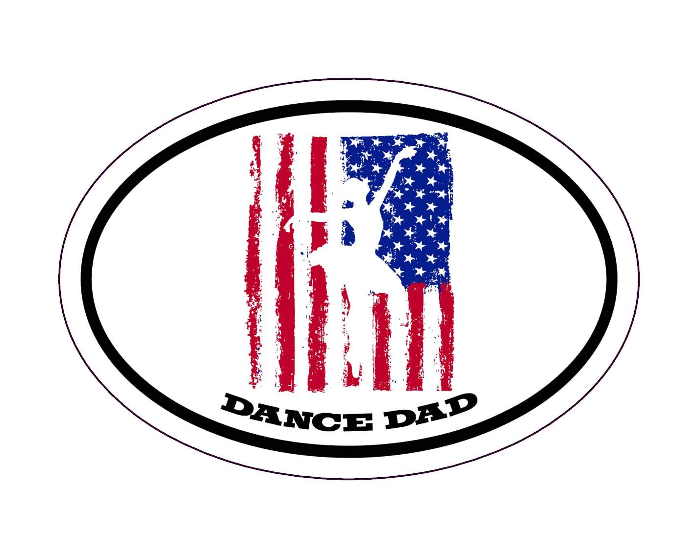 WickedGoodz Oval Distressed Flag Dance Dad Decal - American Flag Bumper Sticker - Dance Dad Sticker