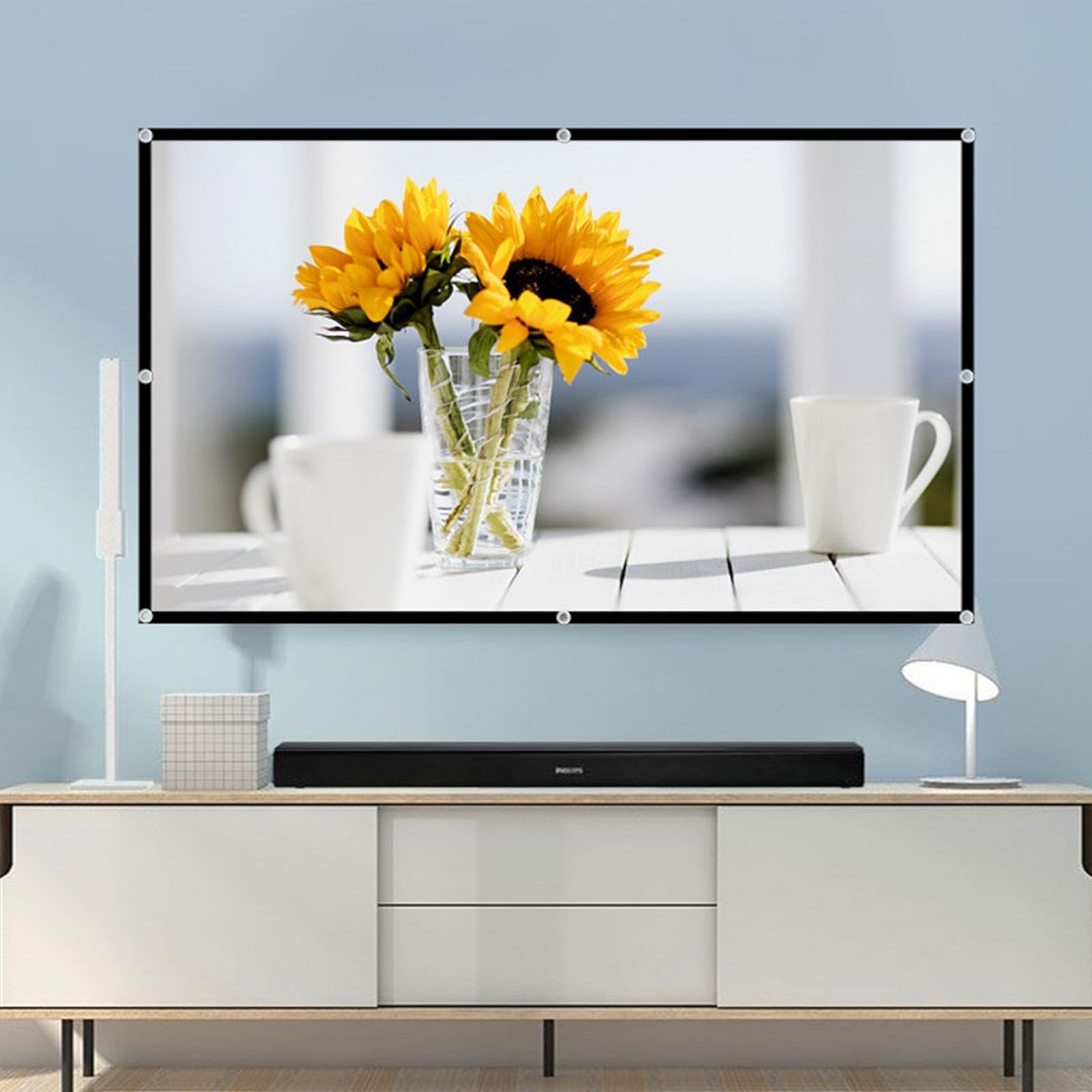 Projektor-Leinwand – 4K-HD-Projektor-Leinwände Für Zuhause | Projektorleinwand Mit 16:9 HD 4K-Leinwand | 16:9 Anti-Licht Anti-Falten-Projektor-Leinwand, 60-130 Zoll Faltbares Filmtuch Für Heimkino-Prä
